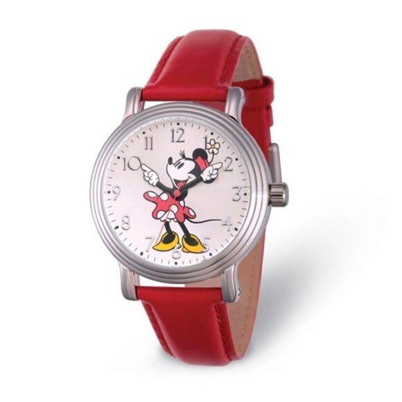 Disney Accessories - New Disney Adult Size Red Strap Minnie Mouse with Moving Arms Watch